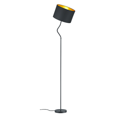 Hostel floor lamp curve E27 matt black/gold — 408290179