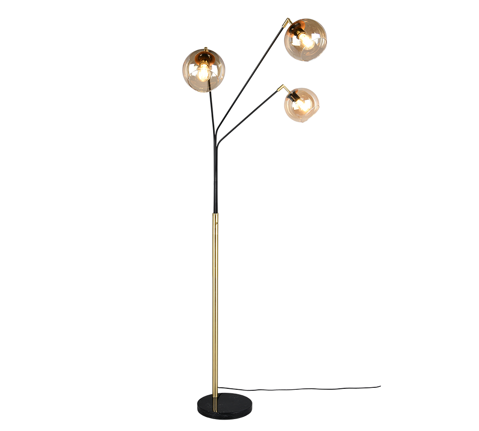Paxton floor lamp 3xE27 matt black/gold — 416900380