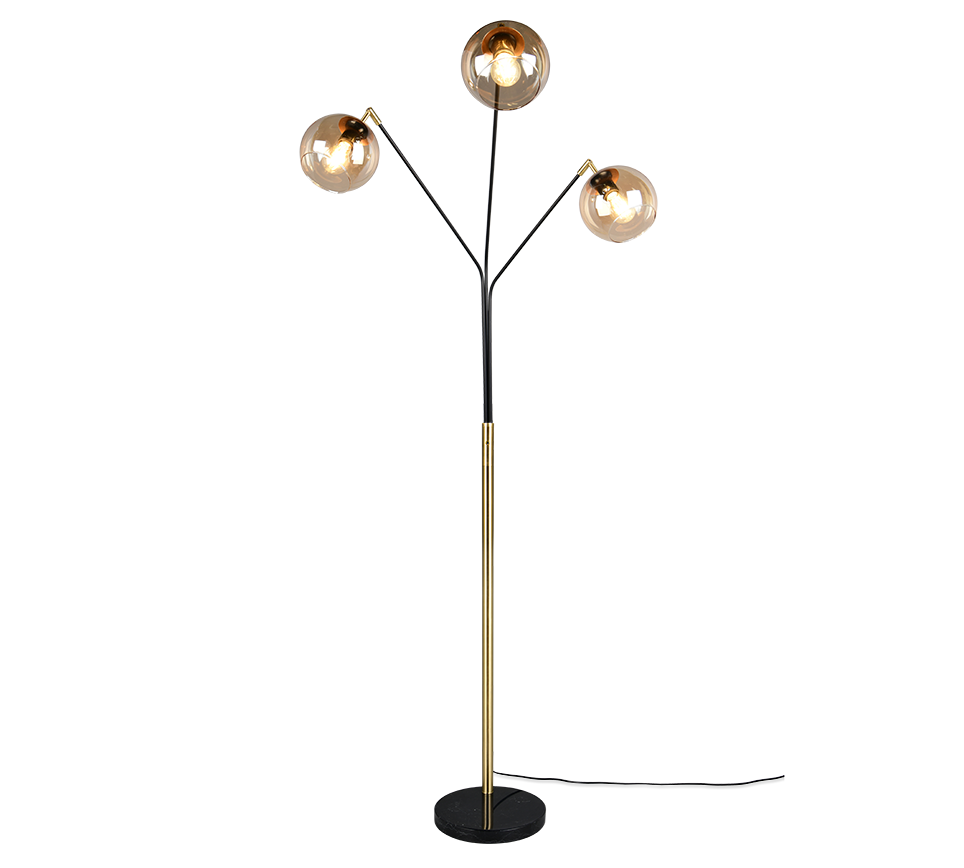 Paxton floor lamp 3xE27 matt black/gold — 416900380