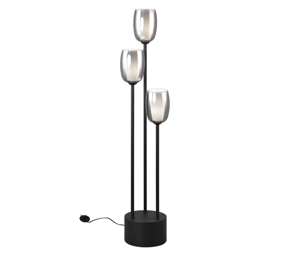 Barret floor lamp 3-pc E14 matt black/smoke — 417500354