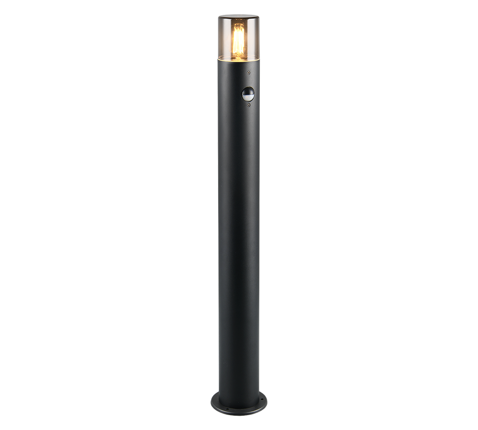 Hoosic pole lamp 80 cm E27 matt black motion sensor — 422260132