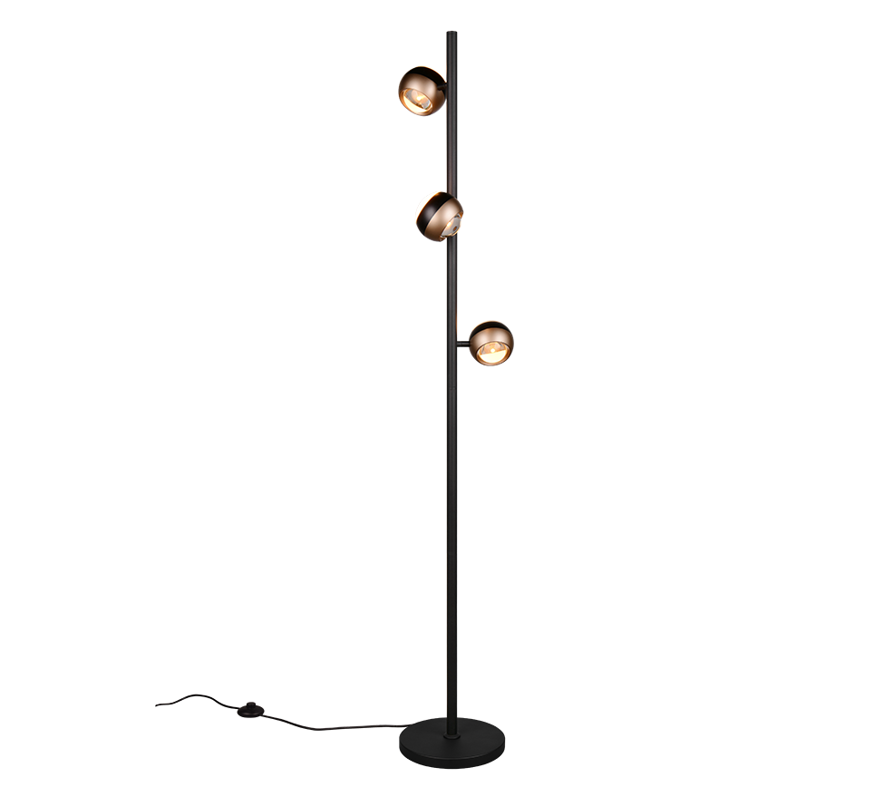 Orbit LED floor lamp 3-pc matt black/coffee brown/white — 444410332