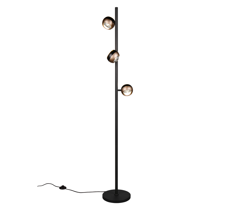 Orbit LED floor lamp 3-pc matt black/coffee brown/white — 444410332