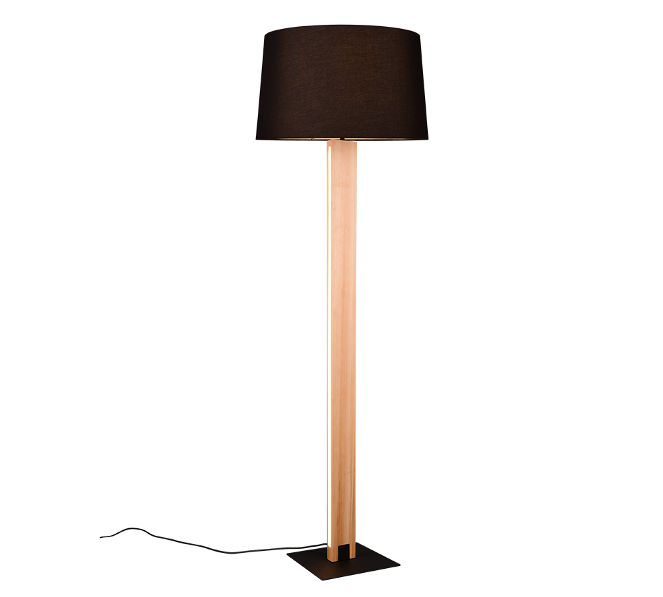 Rahul floor lamp LED + E27 wood/black — 447610232