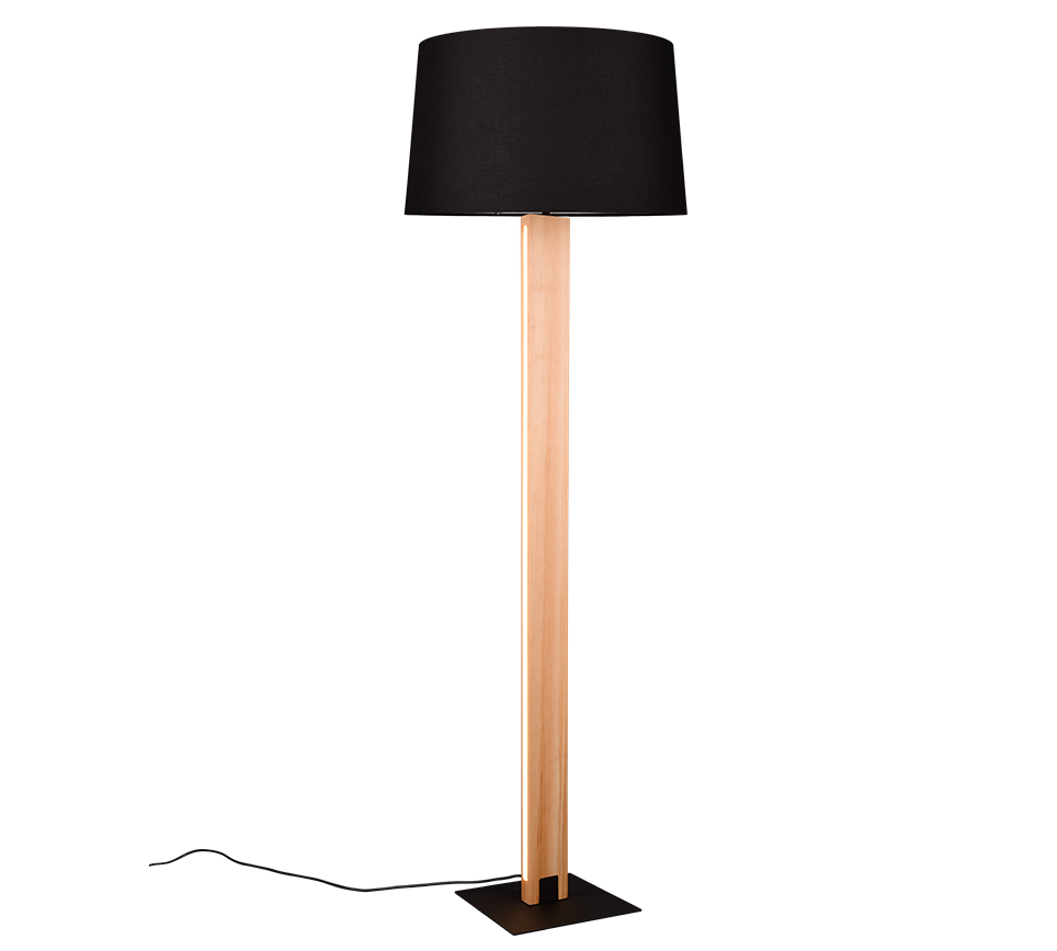 Rahul floor lamp LED + E27 wood/black — 447610232