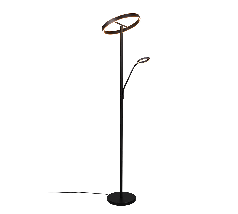 Willis LED floor lamp with reading light matt black — 449510232