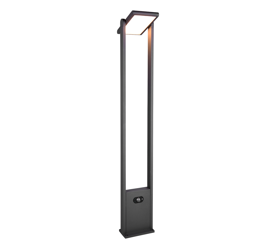 Malawi hybrid solar LED pole 100 cm anthracite rechargeable motion+dusk sensor — 453769142