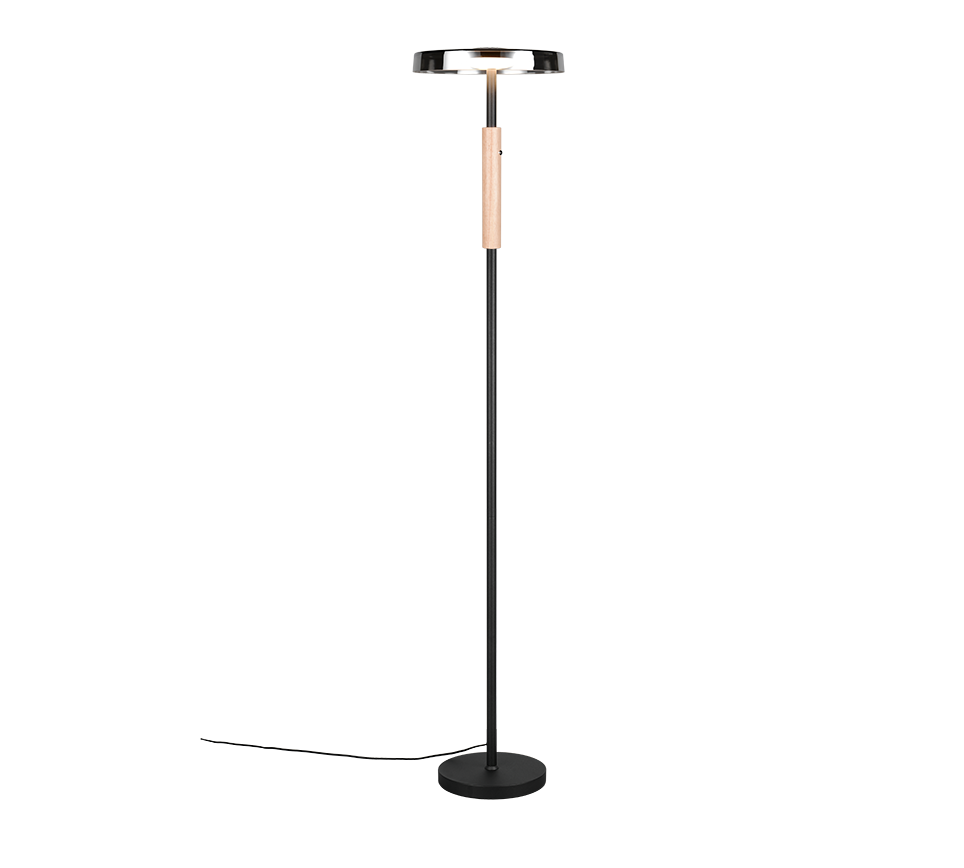 Celeste LED floor lamp matt black/chrome plated/wood — 454910132