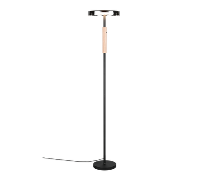 Celeste LED floor lamp matt black/chrome plated/wood — 454910132