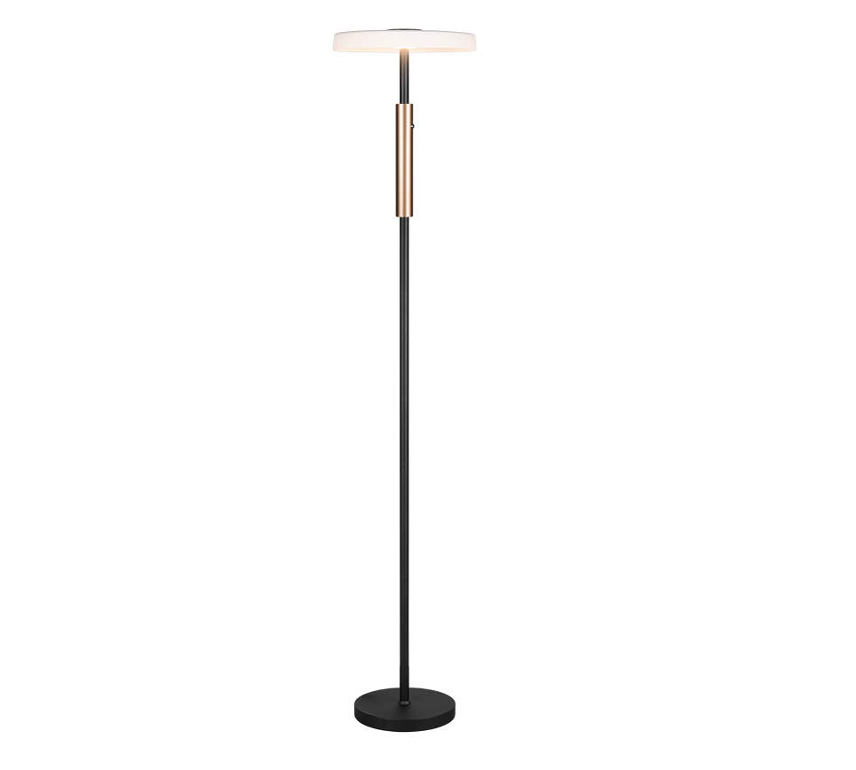 Celeste LED floor lamp matt black/chrome plated/wood — 454910132