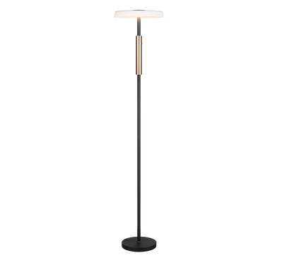 Celeste LED floor lamp matt black/chrome plated/wood — 454910132