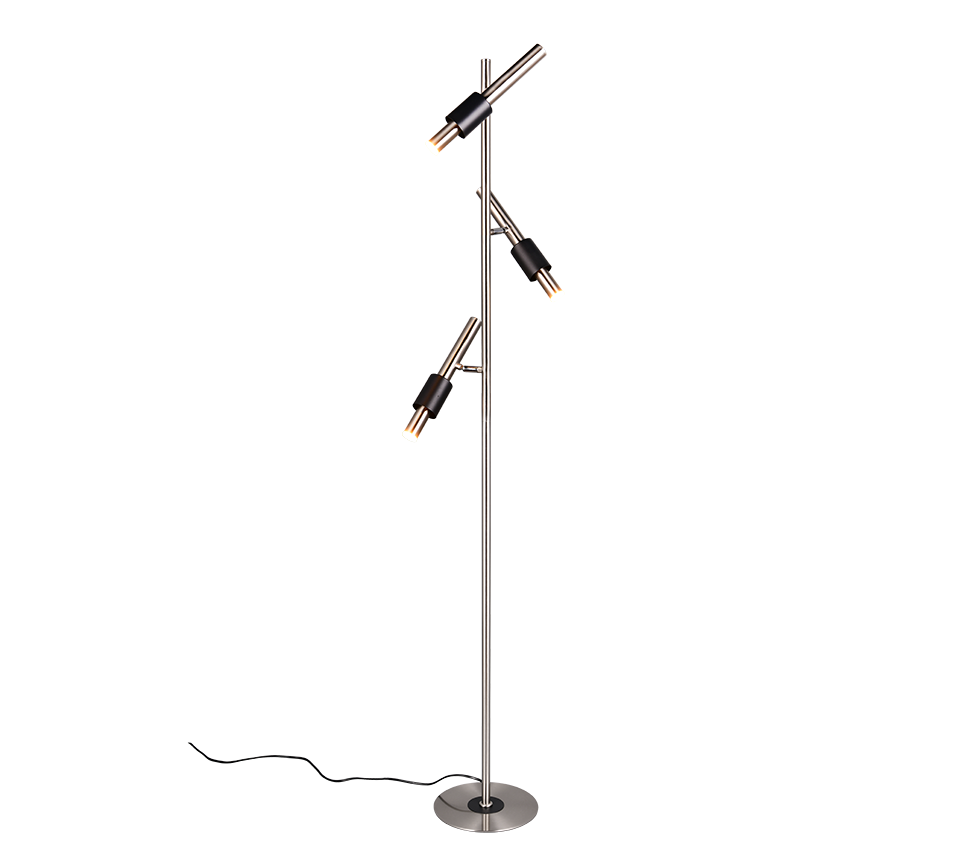 Ikaris LED floor lamp 3-pc brushed steel/matt black — 455310307