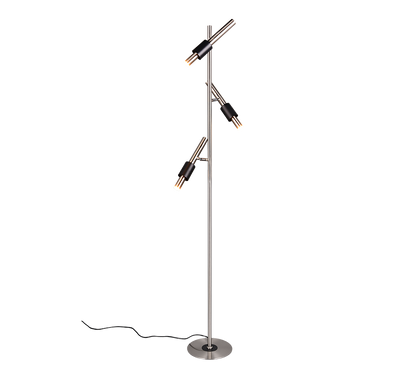 Ikaris LED floor lamp 3-pc brushed steel/matt black — 455310307