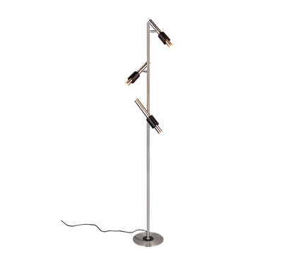 Ikaris LED floor lamp 3-pc brushed steel/matt black — 455310307