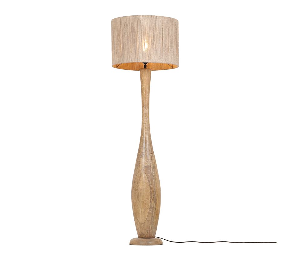 Toba floor lamp E27 wood/beige — 467200130