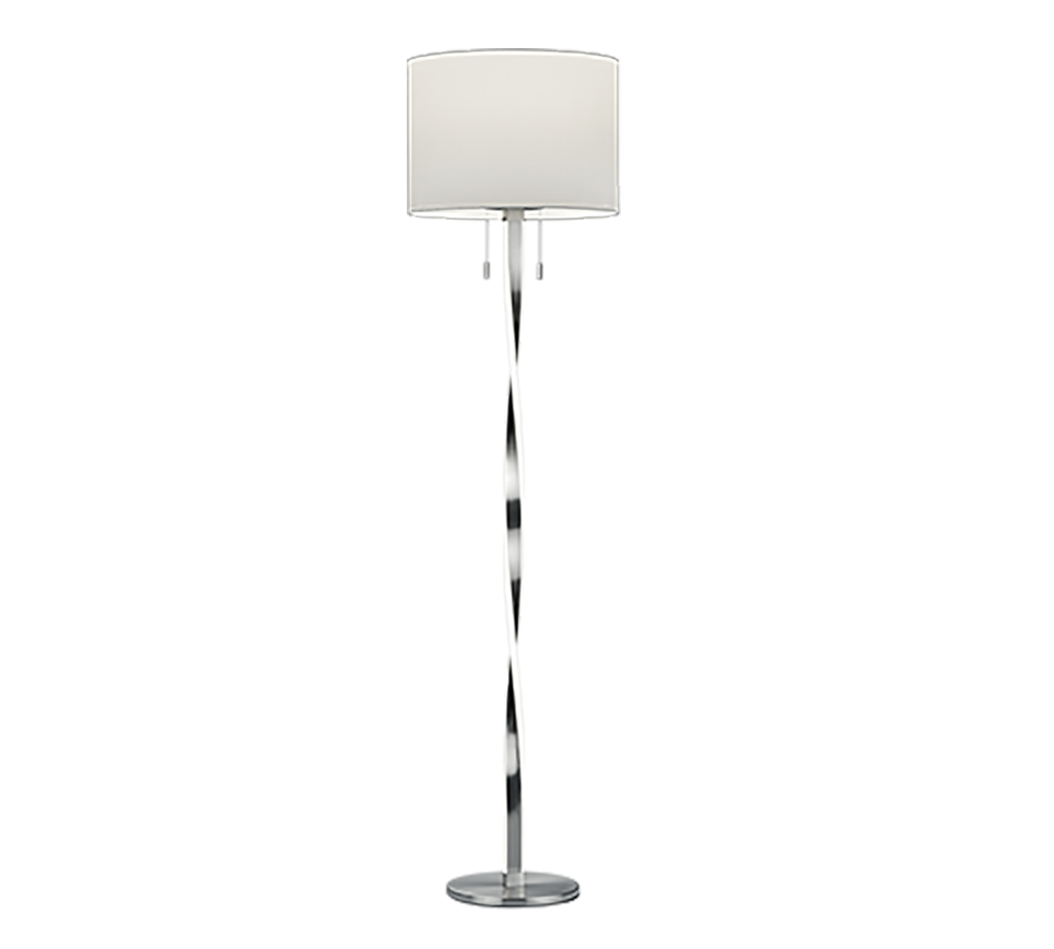 Nandor floor lamp E27 + LED brushed steel — 475310307