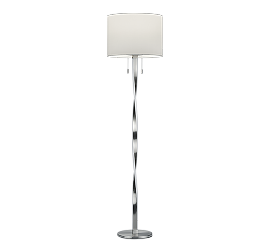 Nandor floor lamp E27 + LED brushed steel — 475310307