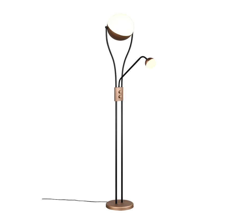 Chris LED floor lamp coffee brown with reading light — 478310265