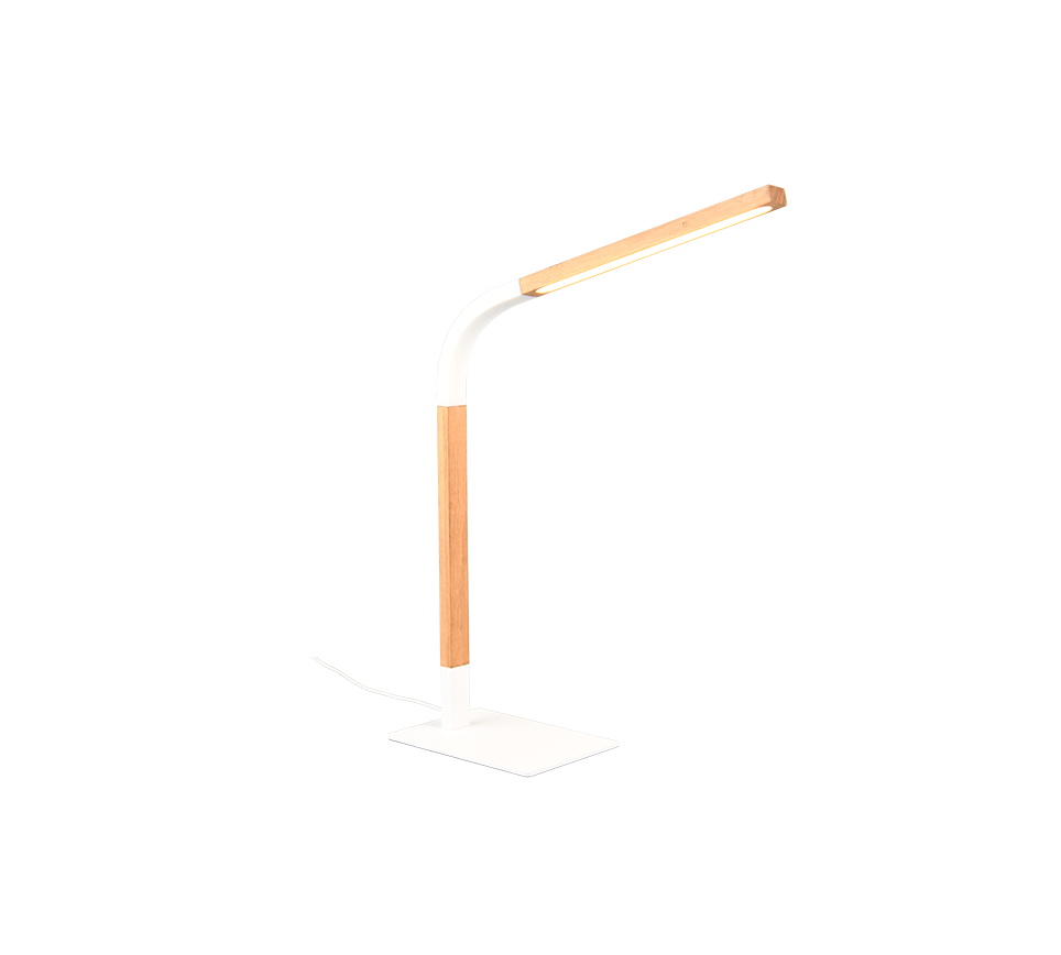 Norris LED table lamp matt white/wood — 545210131