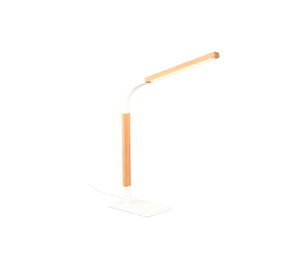 Norris LED table lamp matt white/wood — 545210131