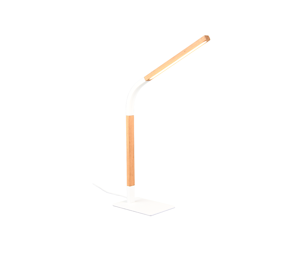Norris LED table lamp matt white/wood — 545210131
