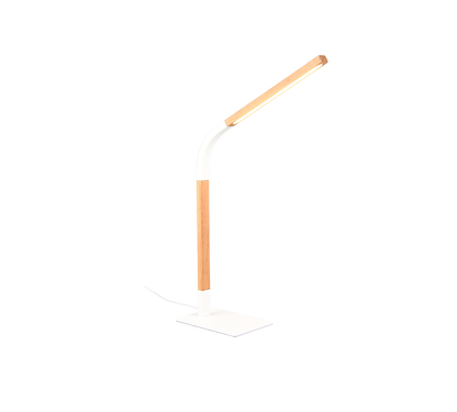 Norris LED table lamp matt white/wood — 545210131