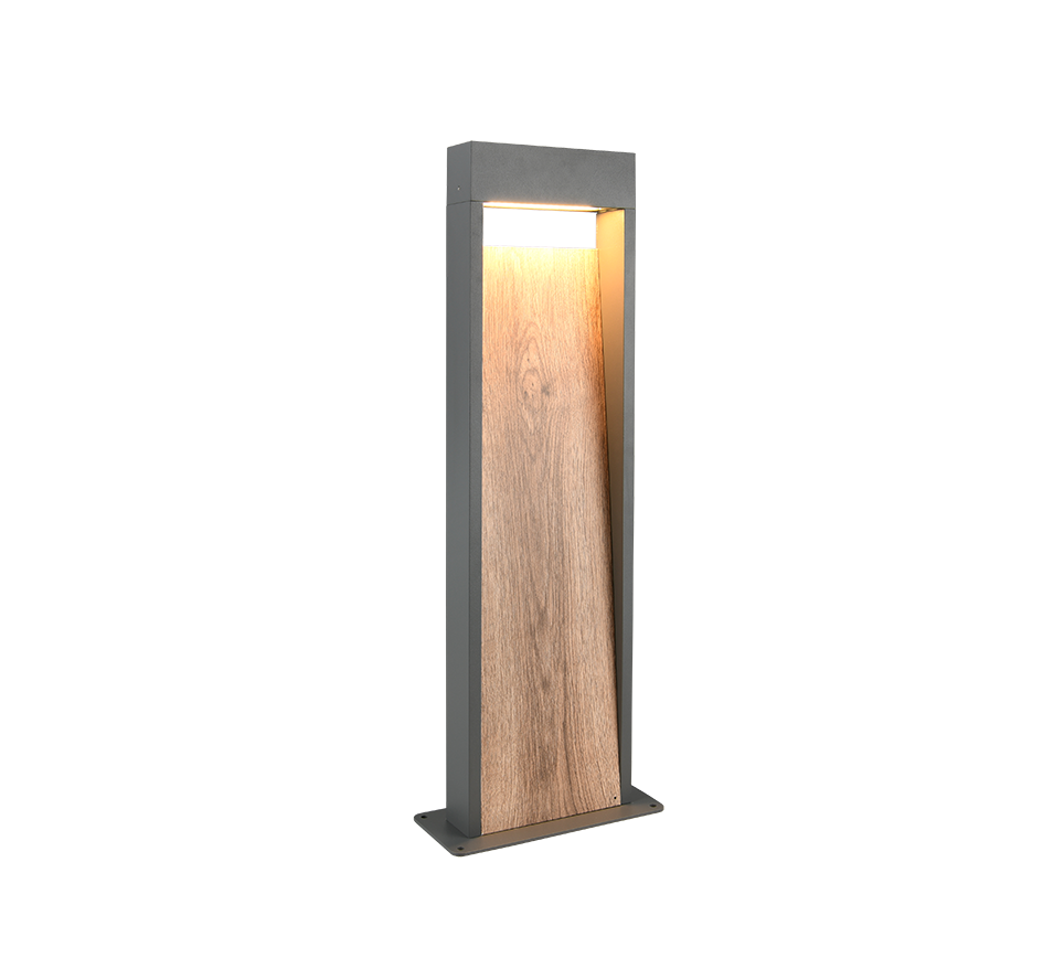 Salmon LED pole lamp 100 cm wood/anthracite — 546960135