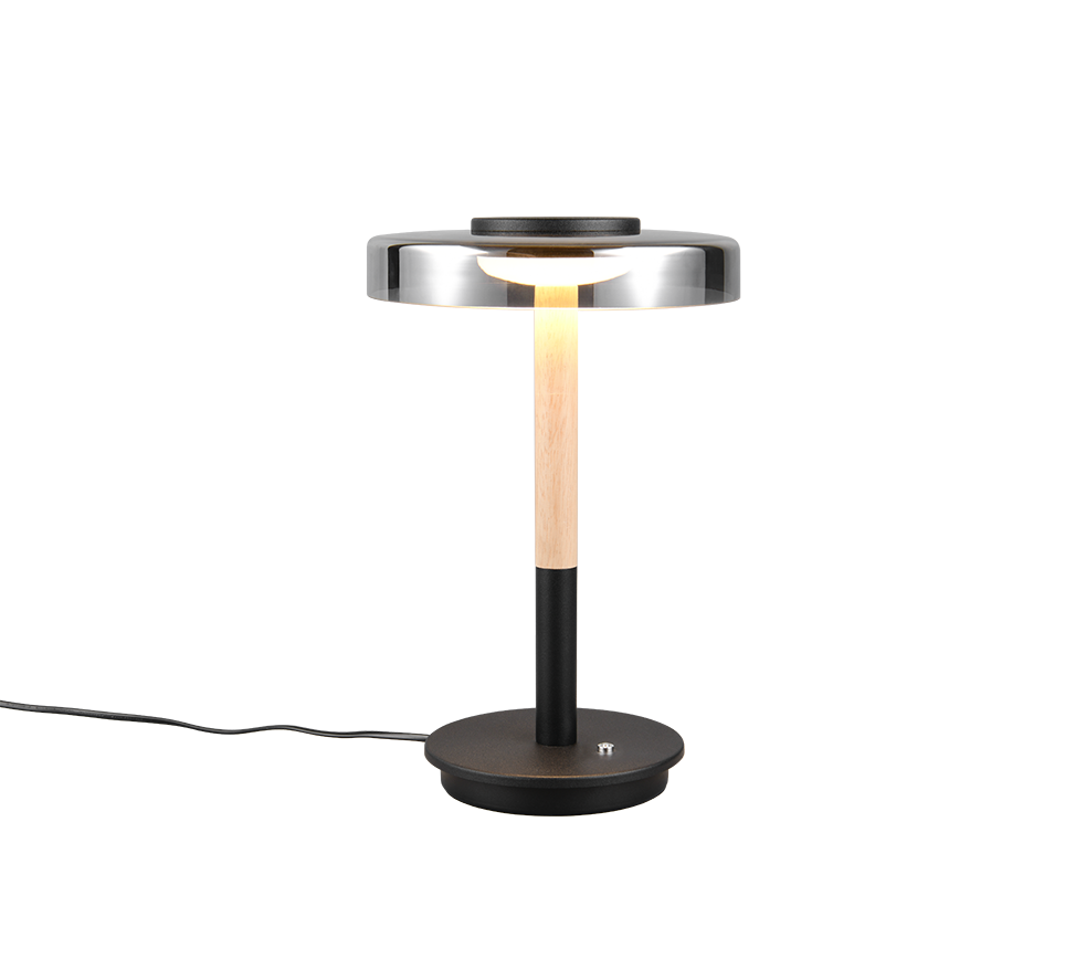Celeste LED table lamp matt black/chrome plated/wood — 554910132