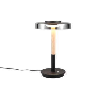 Celeste LED table lamp matt black/chrome plated/wood — 554910132