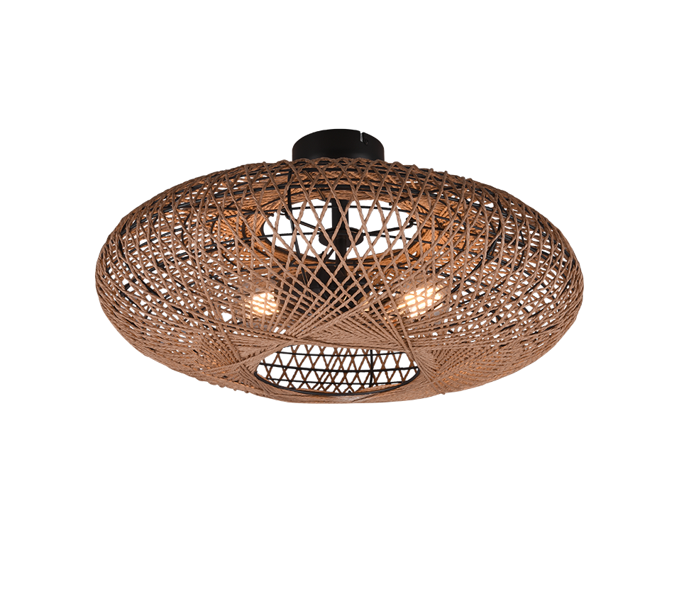 Hedda ceiling lamp 2xE27 matt black/sisal — 612300236