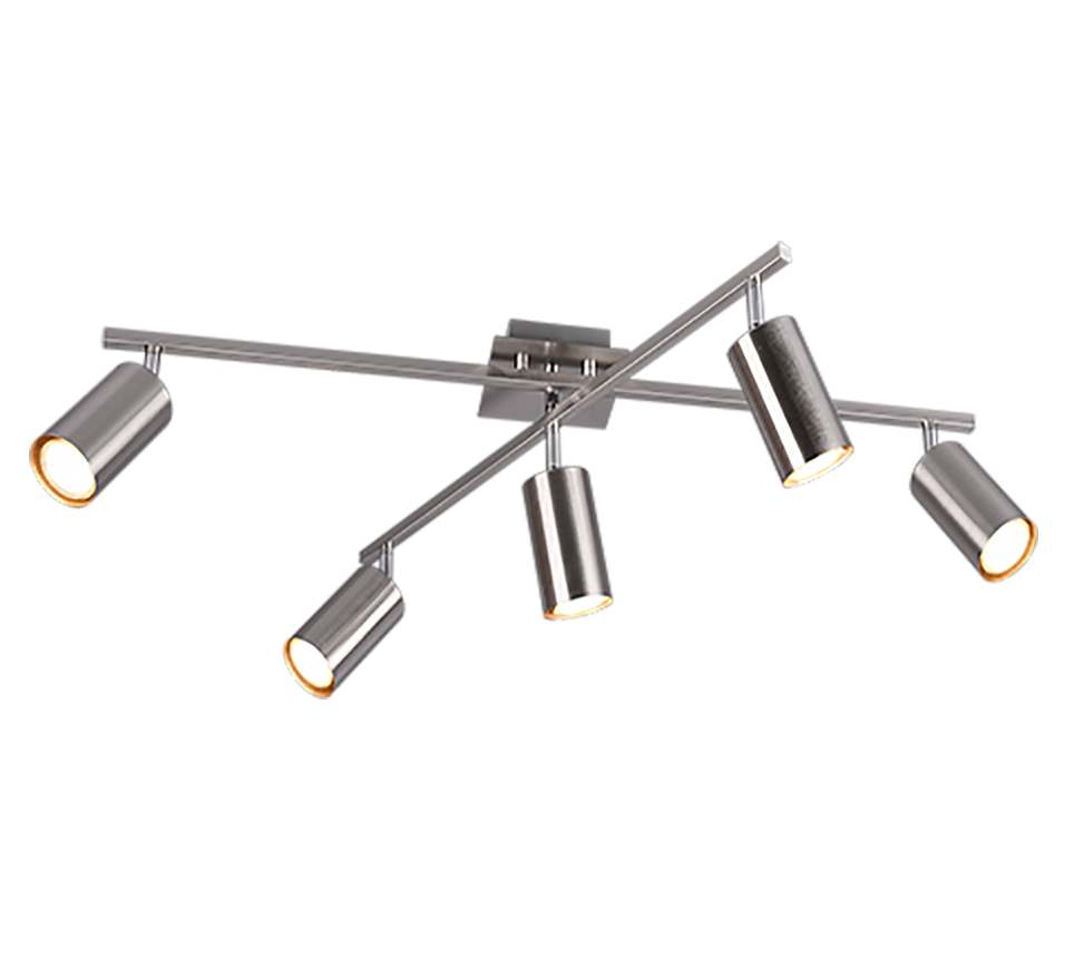 Marley ceiling lamp 5-pc GU10 brushed steel — 612400507