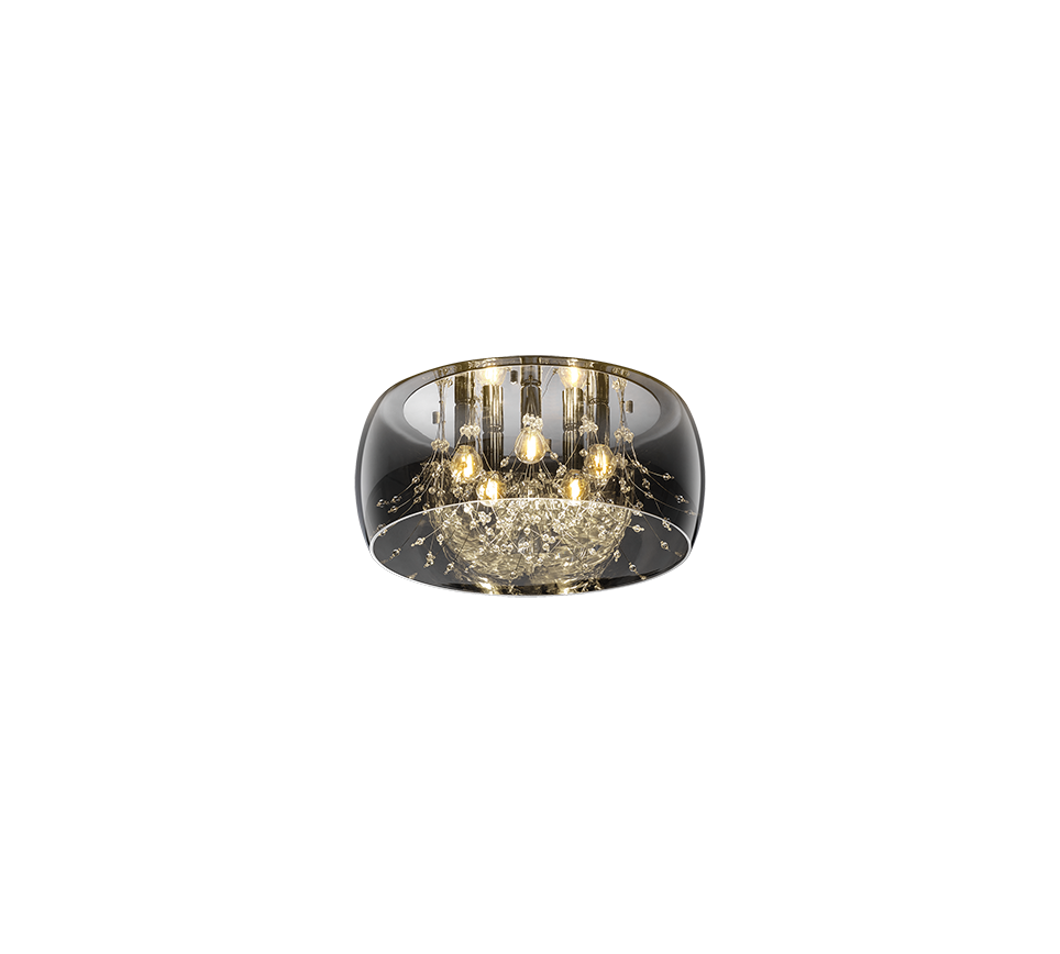Crystel ceiling lamp 50 cm 5xE14 chrome/smoke glass — 616700506
