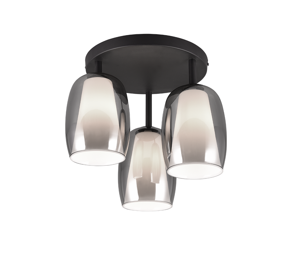 Barret ceiling lamp 3-pc E14 matt black/smoke — 617500354