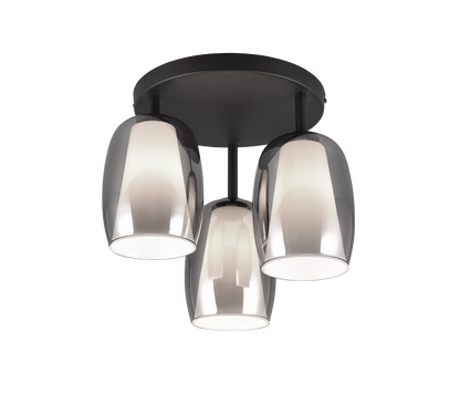 Barret ceiling lamp 3-pc E14 matt black/smoke — 617500354