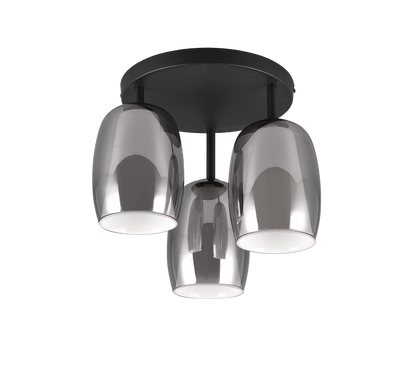 Barret ceiling lamp 3-pc E14 matt black/smoke — 617500354
