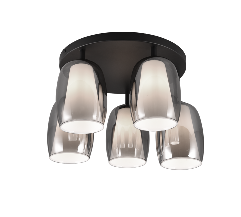 Barret ceiling lamp 5-pc E14 matt black/smoke — 617500554