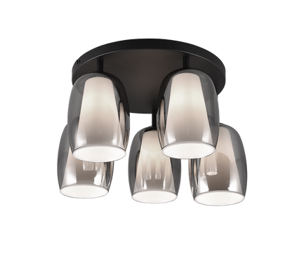 Barret ceiling lamp 5-pc E14 matt black/smoke — 617500554