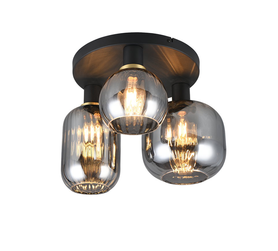Diva ceiling lamp 3-pc E27 matt black/chrome plated — 619800332