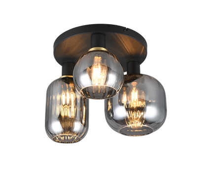 Diva ceiling lamp 3-pc E27 matt black/chrome plated — 619800332