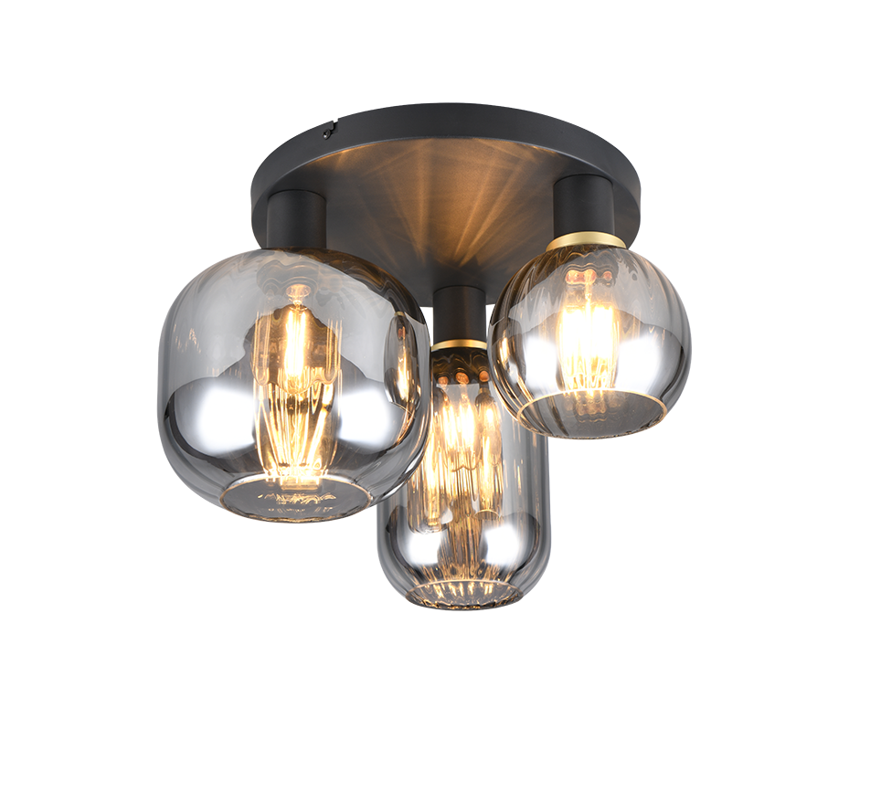 Diva ceiling lamp 3-pc E27 matt black/chrome plated — 619800332
