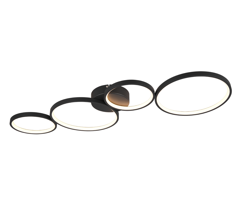 Rondo LED ceiling lamp 4-pc matt black — 622610432