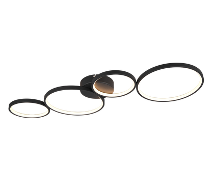 Rondo LED ceiling lamp 4-pc matt black — 622610432