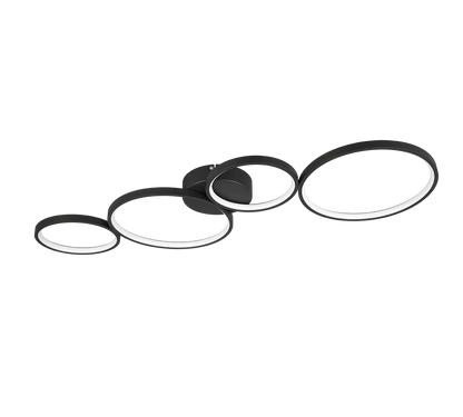 Rondo LED ceiling lamp 4-pc matt black — 622610432