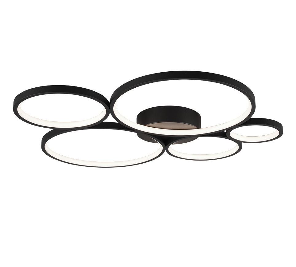 Rondo LED ceiling lamp 5-pc matt black — 622610532