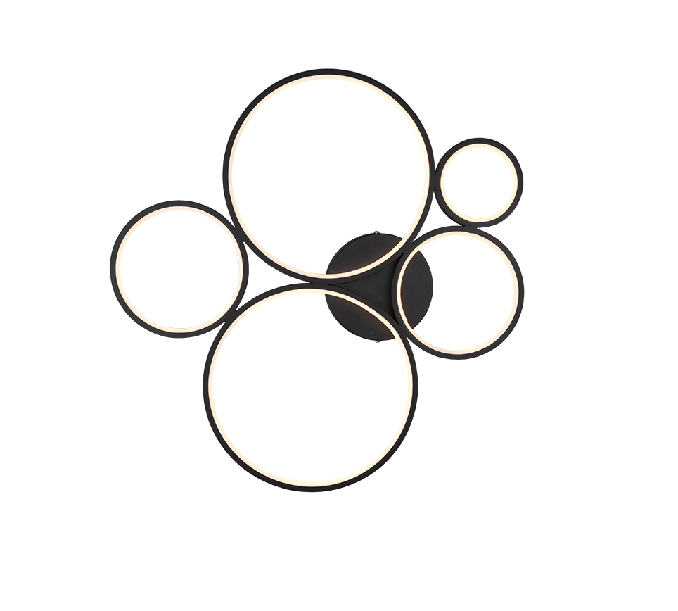 Rondo LED ceiling lamp 5-pc matt black — 622610532
