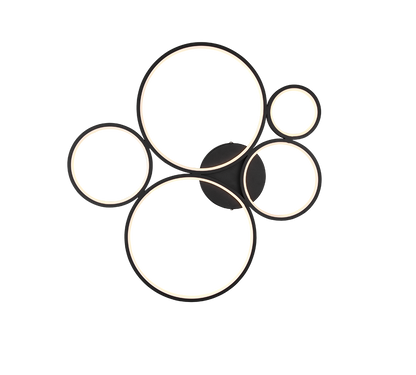 Rondo LED ceiling lamp 5-pc matt black — 622610532