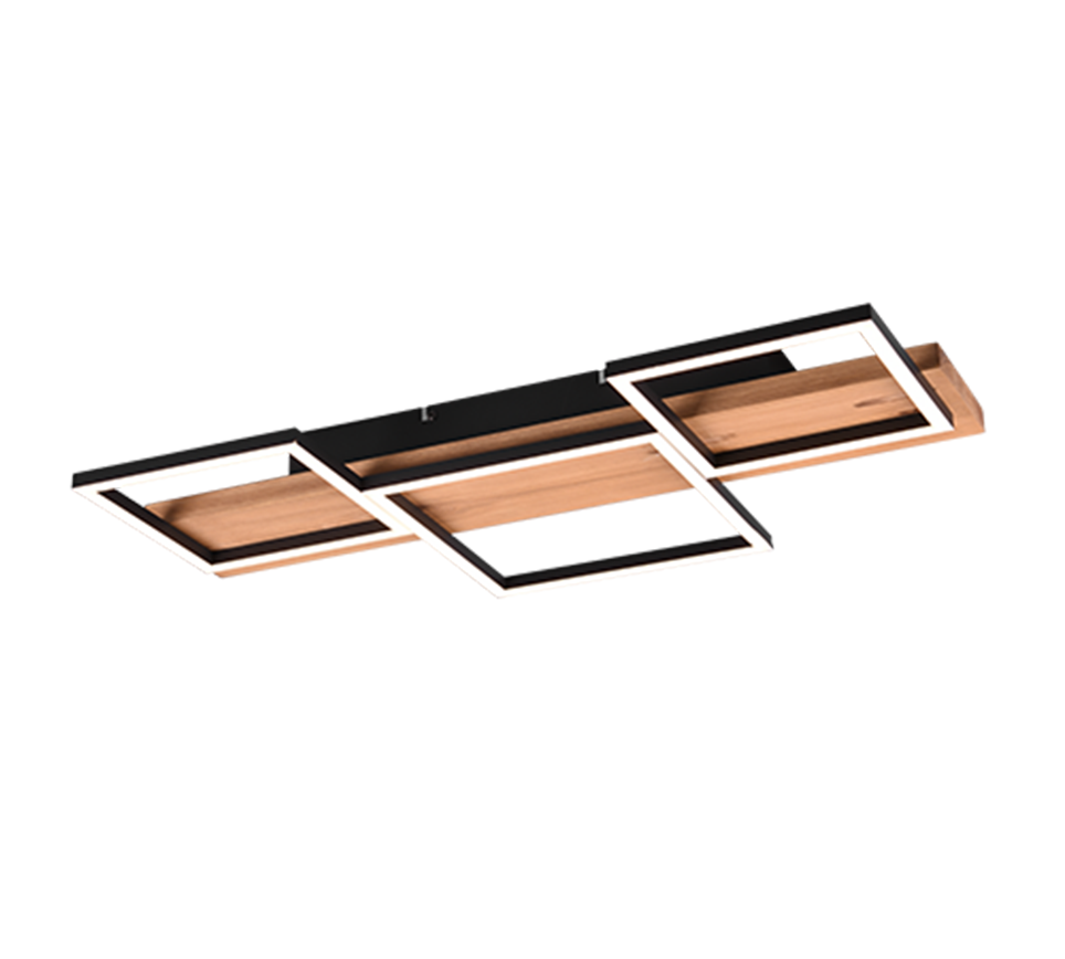 Harper LED ceiling lamp 65 cm matt black/wood — 622910332