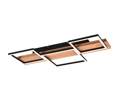 Harper LED ceiling lamp 65 cm matt black/wood — 622910332
