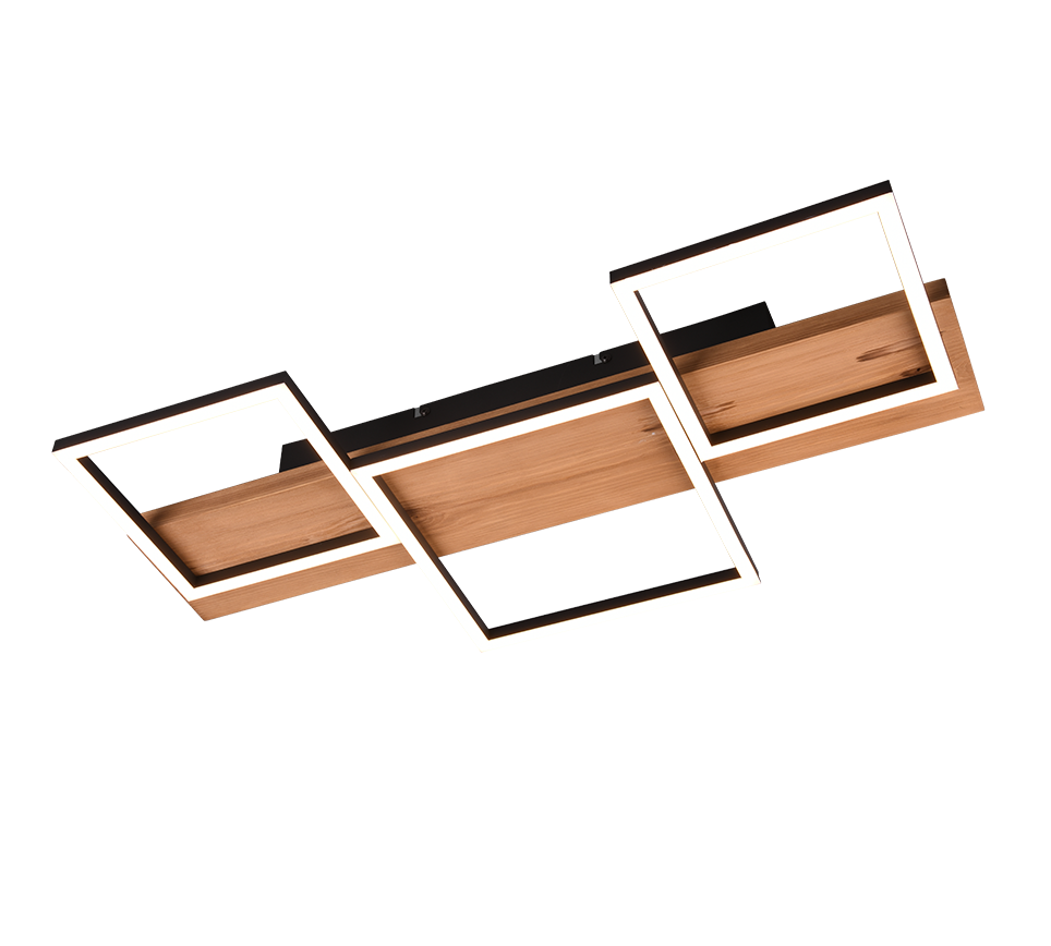 Harper LED ceiling lamp 65 cm matt black/wood — 622910332
