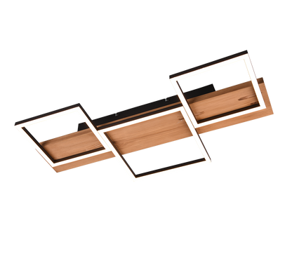 Harper LED ceiling lamp 65 cm matt black/wood — 622910332